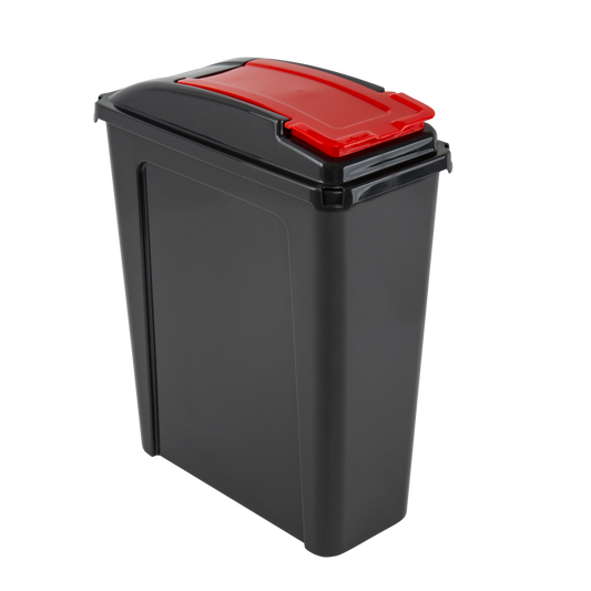 Recycle It 25L Slimline Bin & Lid Graphite/Gen. Red (12410)