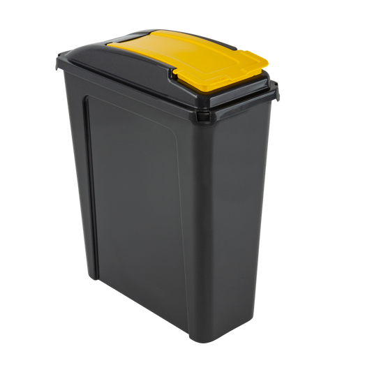 Recycle It 25L Slimline Bin & Lid Graphite/Gen. Yellow (12413)