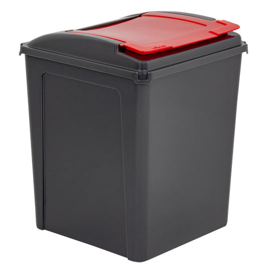 Recycle It 50L Bin & Lid Graphite/Gen Red (12415)