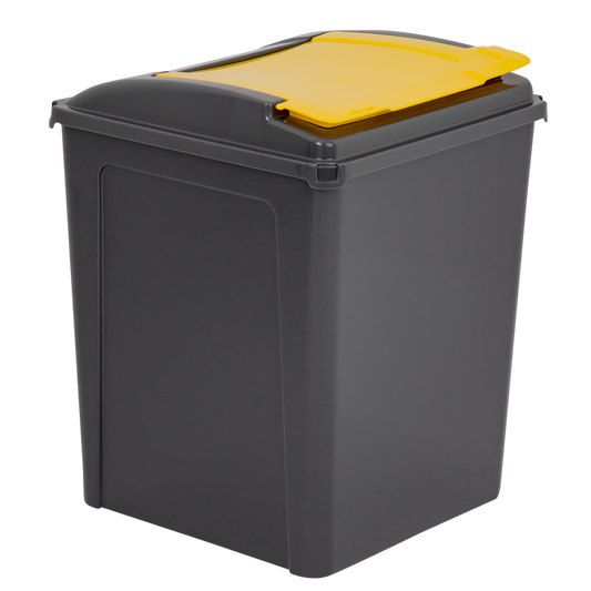 Recycle It 50L Bin & Lid Graphite/Gen. Yellow (12418)