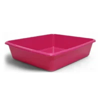 Whitefurze Cat Litter Tray 46cm – Durable, Easy-Clean Cat Litter Box (Hot pink)