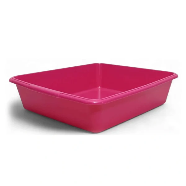 Whitefurze Cat Litter Tray 46cm – Durable, Easy-Clean Cat Litter Box (Hot pink)