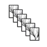 A4 Frame, Wooden A6 Picture Frames, Versatile Black A4 Frame, Dual Orientation (Landscape/Portrait), Includes Stand & Wall Hooks - Wall Mount or Tabletop for Home, Office, Gallery (6)