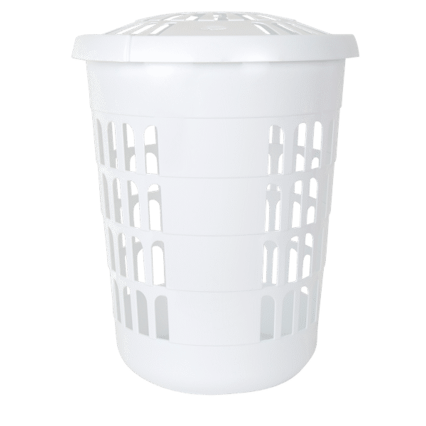Casa Deluxe Round Laundry Hamper – Ice White | Stylish, Ventilated & Durable Laundry Storage