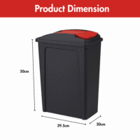 25L Slimline Bin & Lid – Graphite Red