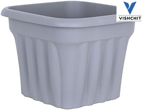 Wham 40cm Grey Square Plastic Planter – Large Decorative Garden Pot | Durable Outdoor Planter for Patio, Balcony & Indoor Plants