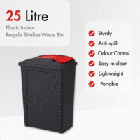25L Slimline Bin & Lid – Graphite Red