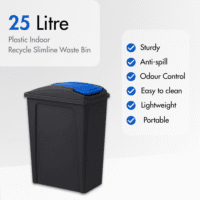 25L Slimline Bin & Lid – Graphite / Gen. Blue