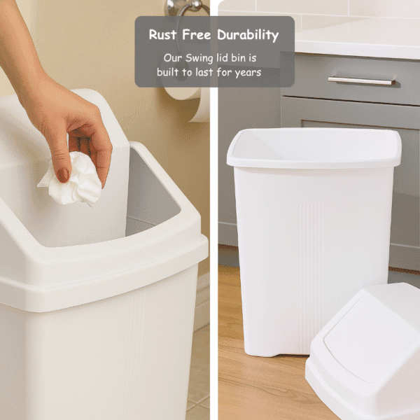 8L Swing Bin – Ice White | Compact, Stylish & Easy-Clean Waste Bin