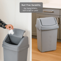 Casa 8L Swing Bin – Silver | Compact, Stylish & Easy-Clean Waste Bin