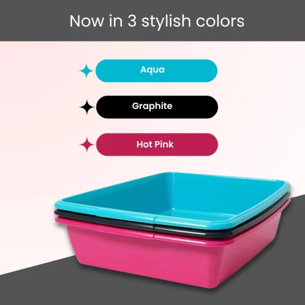 Whitefurze Cat Litter Tray 46cm – Durable, Easy-Clean Cat Litter Box (Graphite)