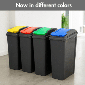 25L Slimline Bin & Lid – Graphite / Gen. Yellow