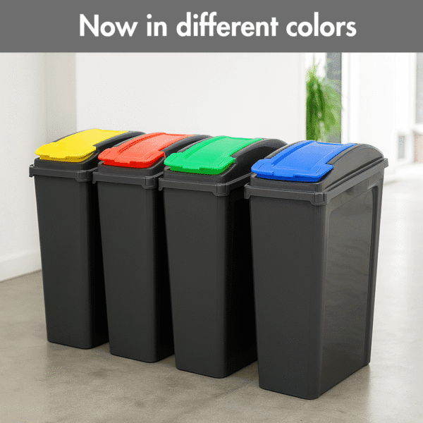 25L Slimline Bin & Lid – Graphite / Gen. Yellow