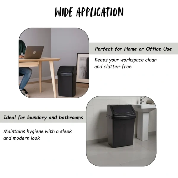 Casa 25L Swing Bin – Silver | Stylish, Durable & Easy-Clean Waste Bin