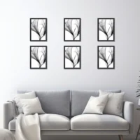 A4 Frame, Wooden A4 Picture Frames, Versatile Black A4 Frame, Dual Orientation (Landscape/Portrait), Includes Stand & Wall Hooks - Wall Mount or Tabletop for Home, Office, Gallery (6)