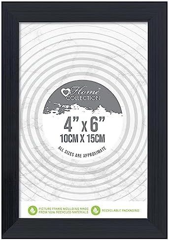Cambridge 4x6 Black Glass Photo Frame | Modern Elegant Picture Frame for Home & Office