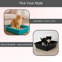 Whitefurze Cat Litter Tray 46cm – Durable, Easy-Clean Cat Litter Box (Hot pink)