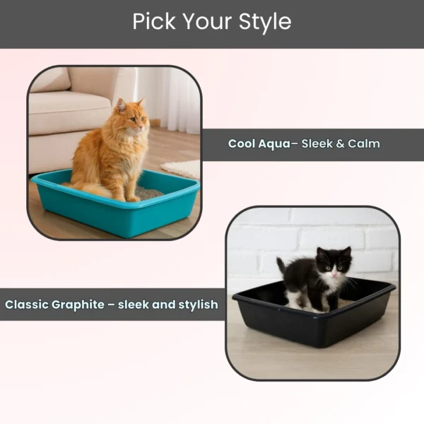 Whitefurze Cat Litter Tray 46cm – Durable, Easy-Clean Cat Litter Box (Hot pink)