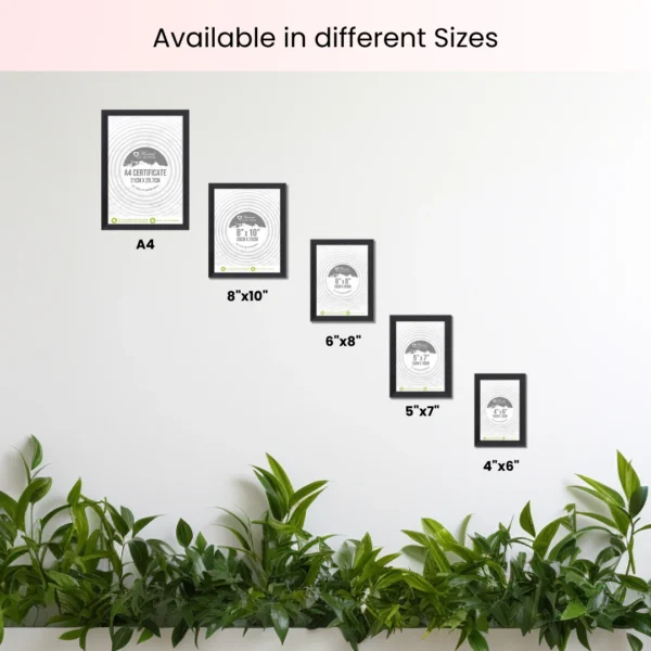 A4 Frame, Wooden A4 Picture Frames, Versatile Black A4 Frame, Dual Orientation (Landscape/Portrait), Includes Stand & Wall Hooks - Wall Mount or Tabletop for Home, Office, Gallery (6)