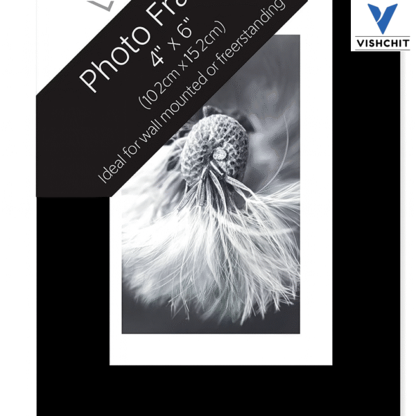 Black Photo Frame 4x6 | Modern Basic Picture Frame for Home, Office & Décor