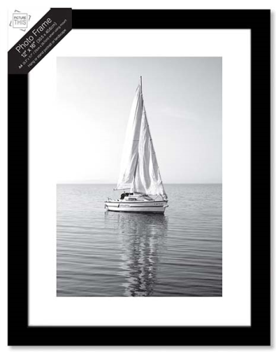 Black Photo Frame 12x16 (A4 Mount) | Modern Picture Frame for Photos, Posters & Certificates