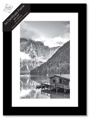 Black Photo Frame A4 | Modern Picture Frame for Certificates, Photos & Wall Displays
