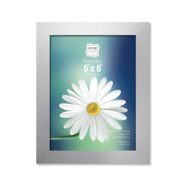 Silver Photo Frame 6x8 | Modern Basic Picture Frame for Home, Office & Displays