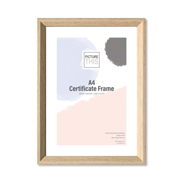 Wood Effect Photo Frame A4 | Natural Wooden Look Frame for Certificates, Photos & Artwork