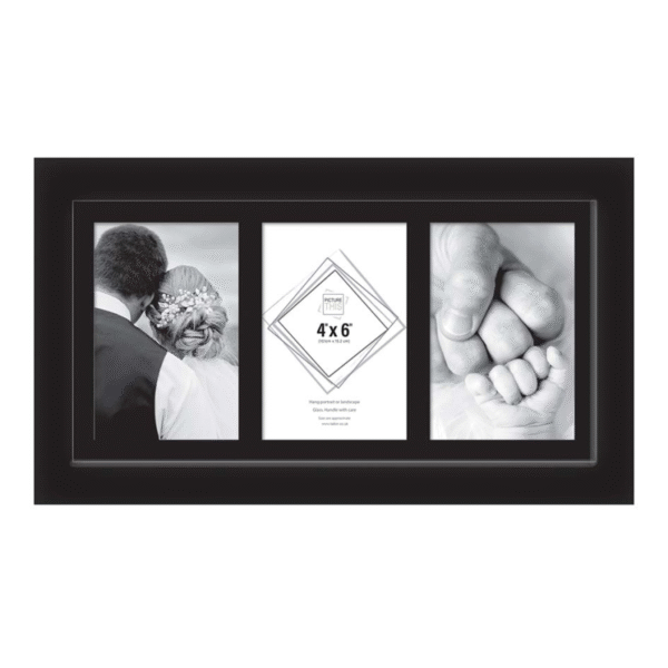 Black 3 Aperture Photo Frame 4x6 | Multi-Photo Frame for Home & Office Décor