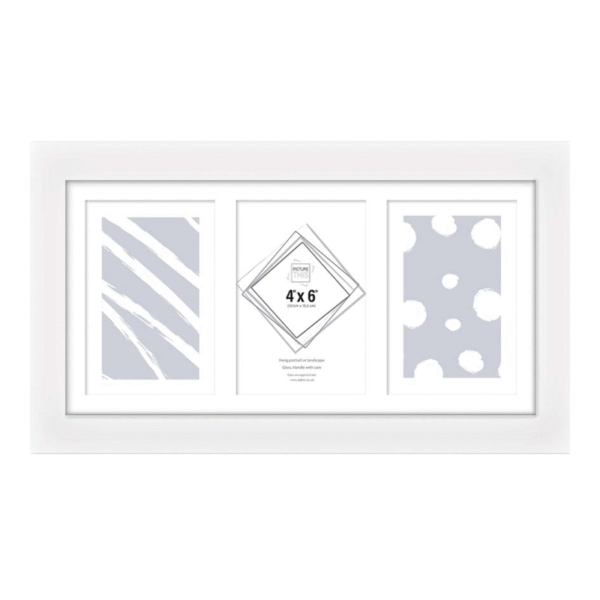 White 3 Aperture Photo Frame 4x6 | Modern Multi-Photo Frame for Home & Office Décor