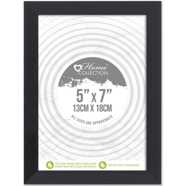 Cambridge 5x7 Black Glass Photo Frame | Modern Elegant Picture Frame for Home & Office