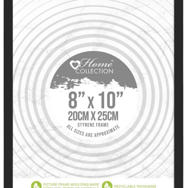 London 8"x10" Black Styrene Photo Frame | Lightweight Shatter-Resistant Picture Frame