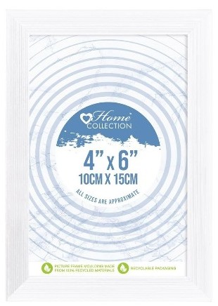 Cambridge 4x6 White Glass Photo Frame | Elegant Modern Picture Frame for Home & Office