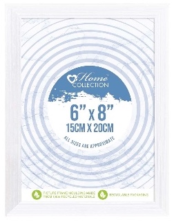 Cambridge 6x8 White Glass Photo Frame | Elegant Modern Picture Frame for Home & Office