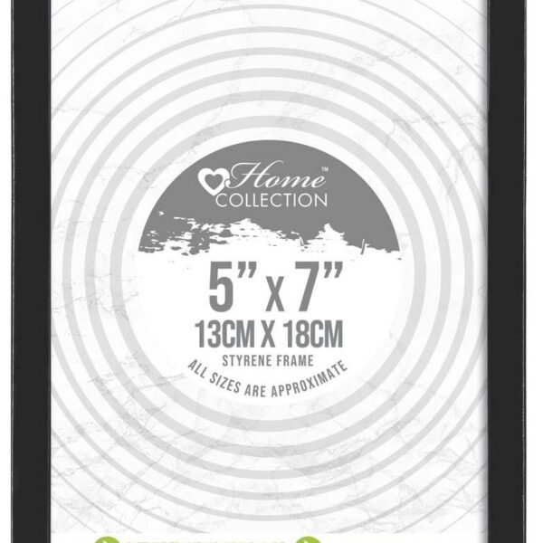 London 5"x7" Black Styrene Photo Frame | Lightweight Shatter-Resistant Picture Frame