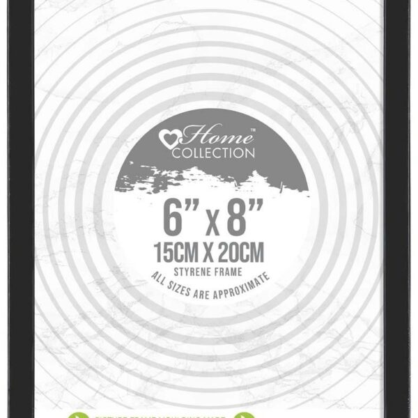 London 6x8 Black Styrene Photo Frame | Lightweight Shatter-Resistant Picture Frame