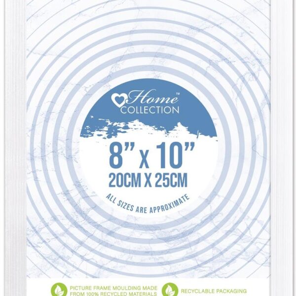 Cambridge 8x10 White Glass Photo Frame | Elegant Modern Picture Frame for Home & Office