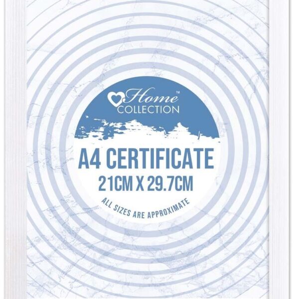 Cambridge A4 White Glass Certificate Frame | Modern Elegant Frame for Documents & Photos